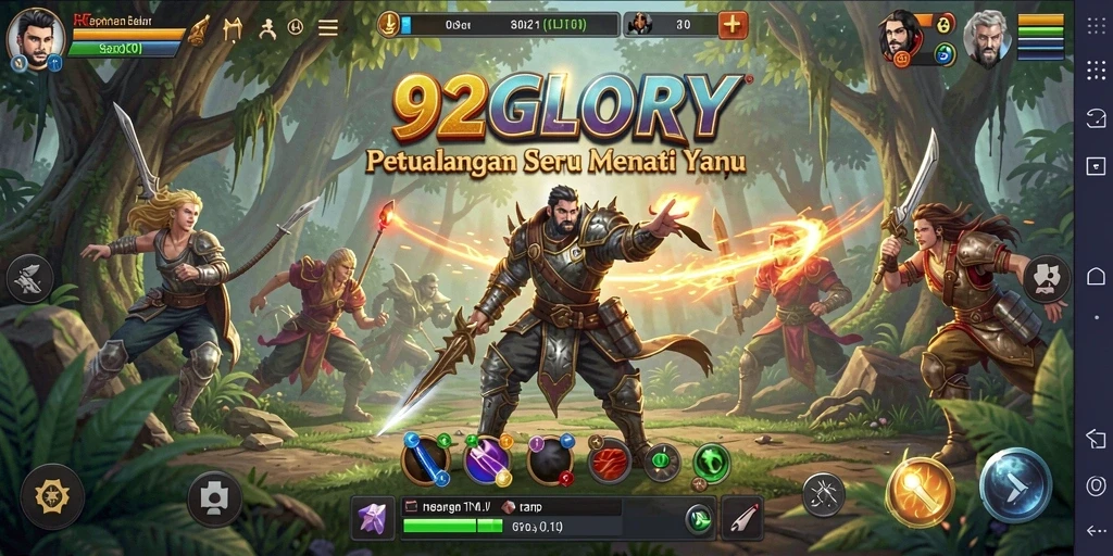 Screenshot gameplay 92GLORY menampilkan petualangan penuh warna.