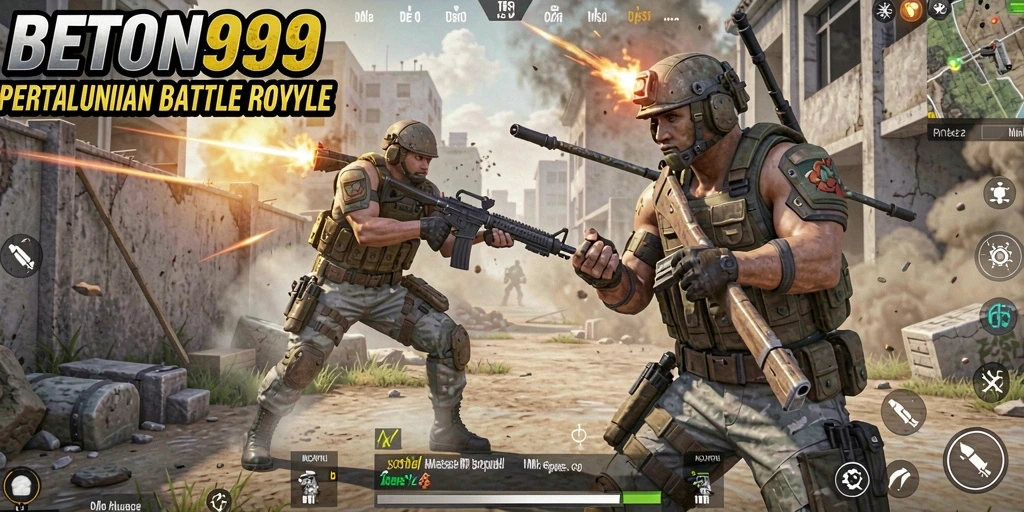 Tangkapan layar menampilkan aksi seru dalam permainan Battle Royale.