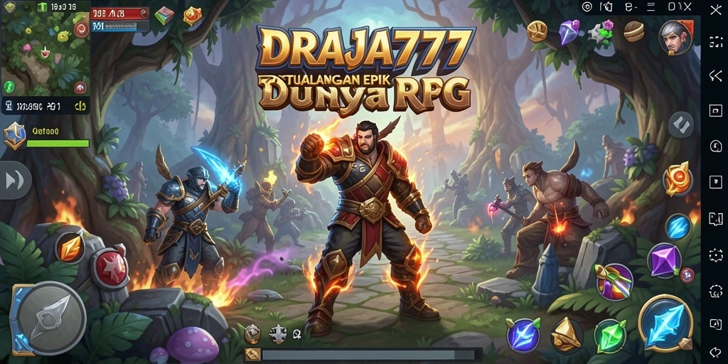 Screenshot menampilkan aksi seru dalam gameplay RPG DRAJA777.