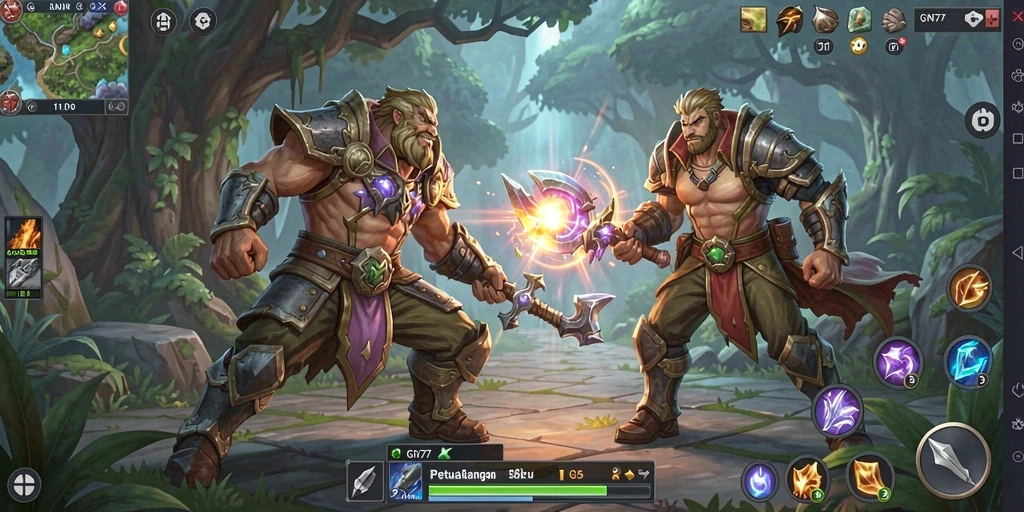 Tampilan gameplay ARPG yang menghempaskan, penuh aksi dan strategi.