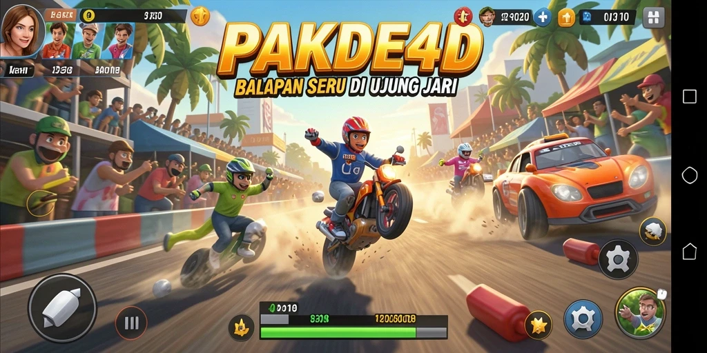 Gameplay seru dalam PAKDE4D dengan aksi balapan mendebarkan.