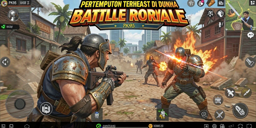 Tampilan gameplay PK95 dengan aksi pertempuran yang intens.