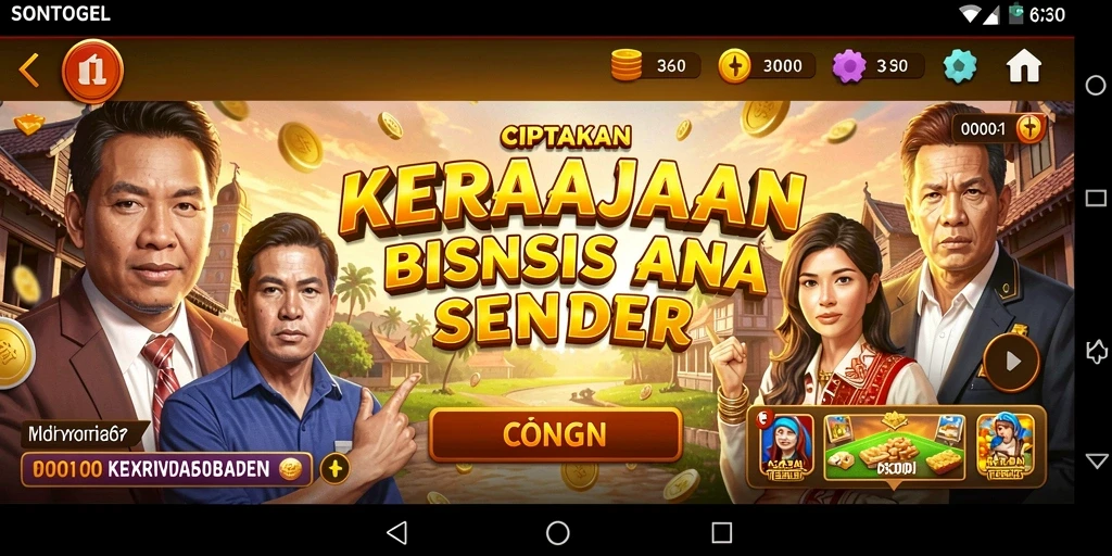 Tampilan menyerupai permainan Tycoon yang mendebarkan dengan manajemen bisnis yang kompleks.