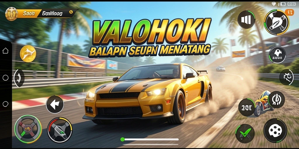 Screenshot utama VALOHOKI menampilkan momen balapan seru dan mendebarkan.