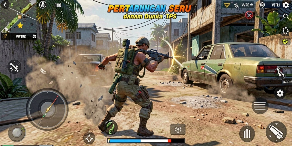 Tampilkan aksi seru gameplay TPS VW108 di medan perang.
